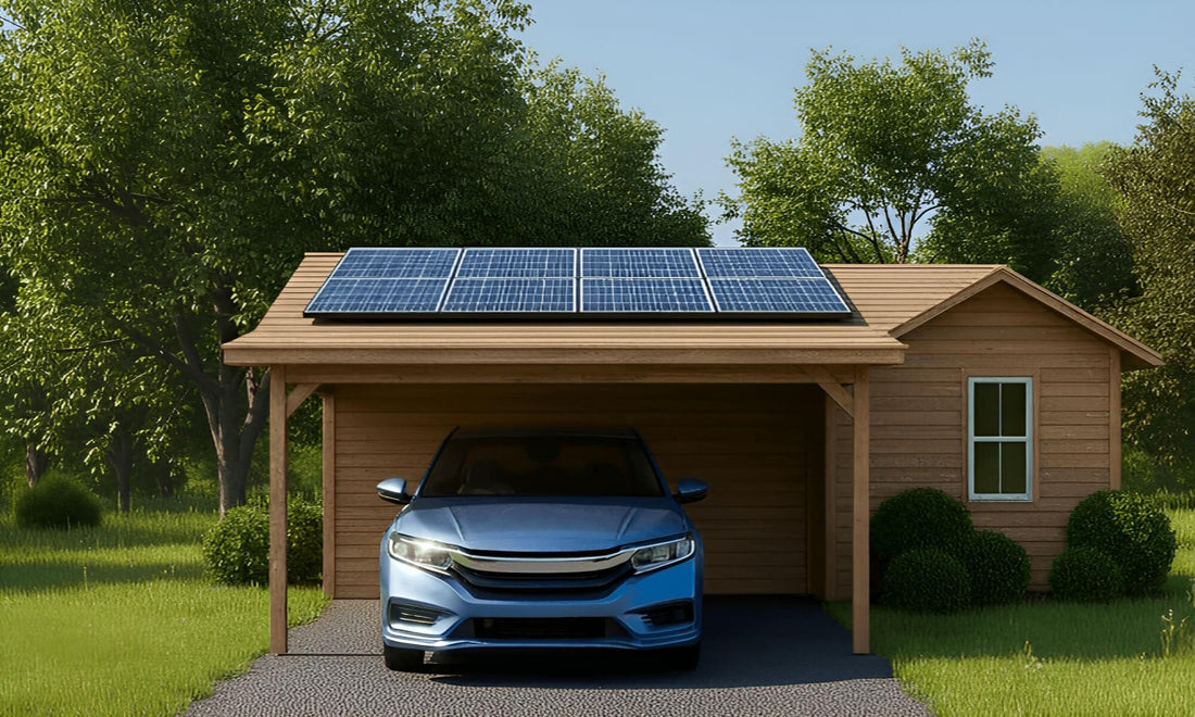 woning met carport en zonnepanelen op het dak