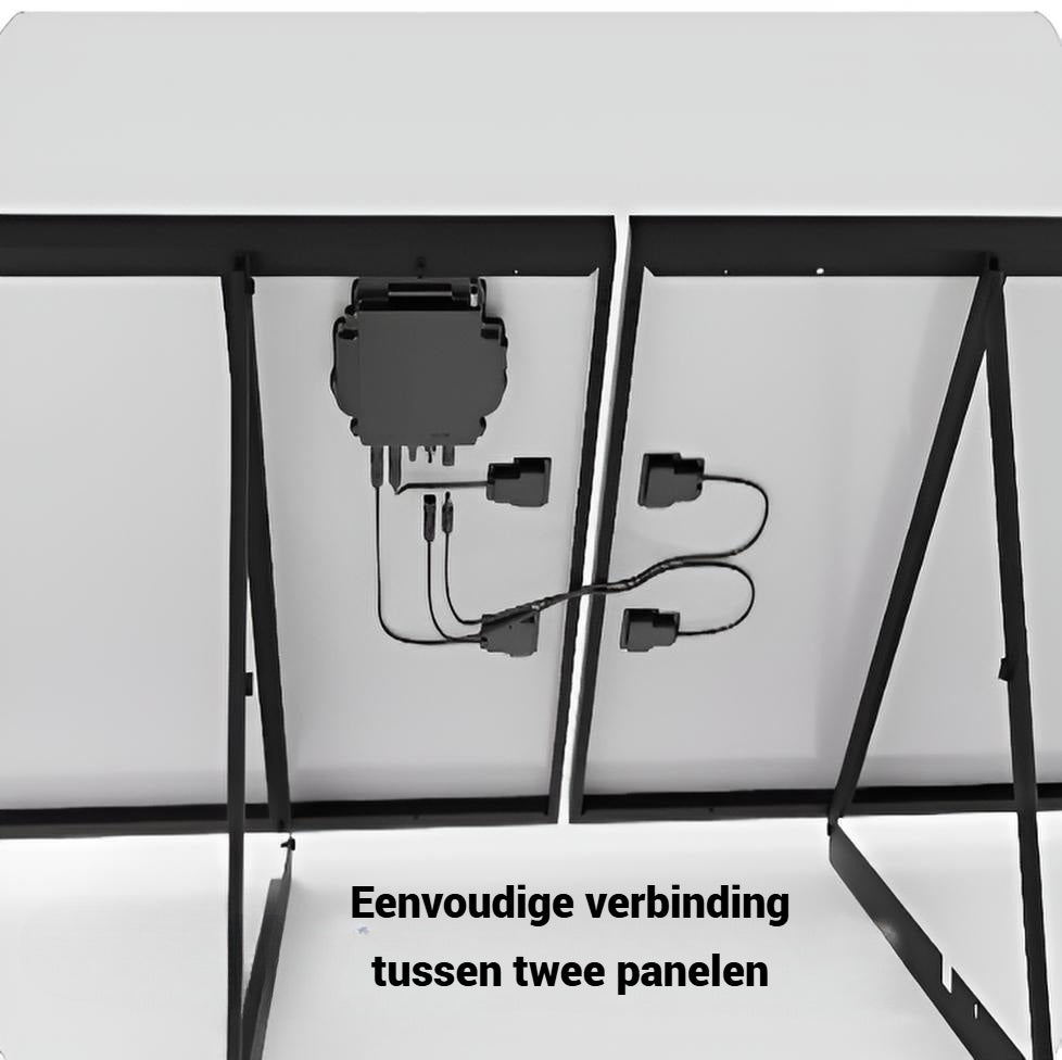 Twee plug and play zonnepanelen verbonden met micro-omvormer – GreenFlow-Energy systeem