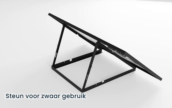 Achterzijde Belga Solar zonnepaneel met steun en micro-omvormer