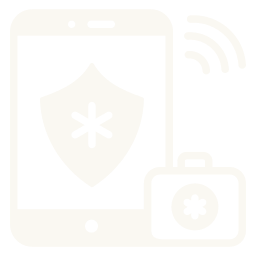 Icoon van een smartphone met draadloos signaal en koelbox op transparante achtergrond