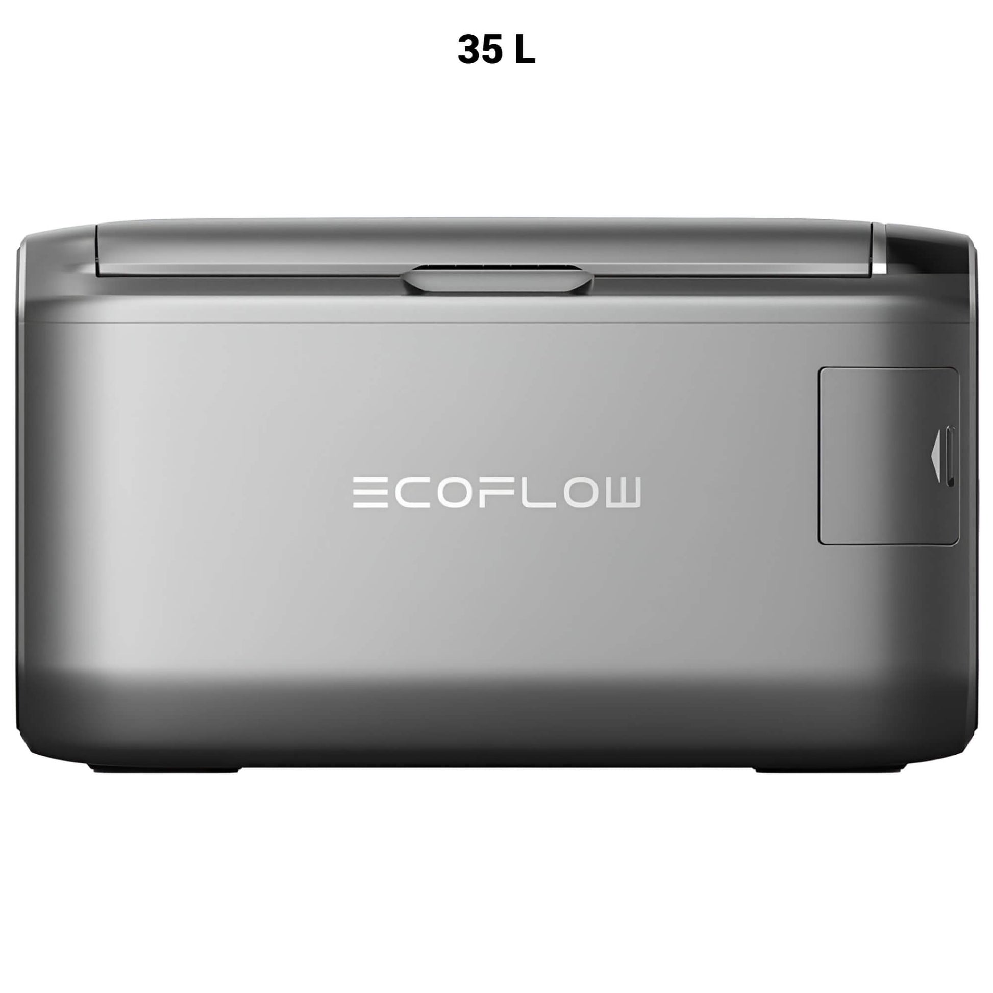 EcoFlow GLACIER Classic draagbare koelbox 35 liter in zilverkleurig ontwerp, vooraanzicht op witte achtergrond
