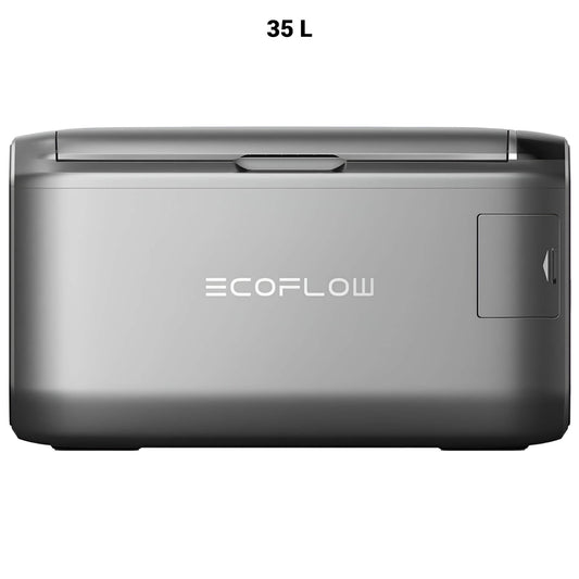 EcoFlow GLACIER Classic draagbare koelbox 35 liter in zilverkleurig ontwerp, vooraanzicht op witte achtergrond