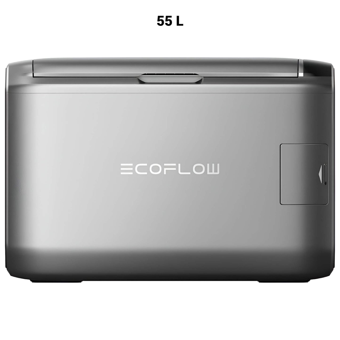 EcoFlow GLACIER Classic draagbare koelbox 55 liter in zilverkleurig ontwerp, vooraanzicht op witte achtergrond