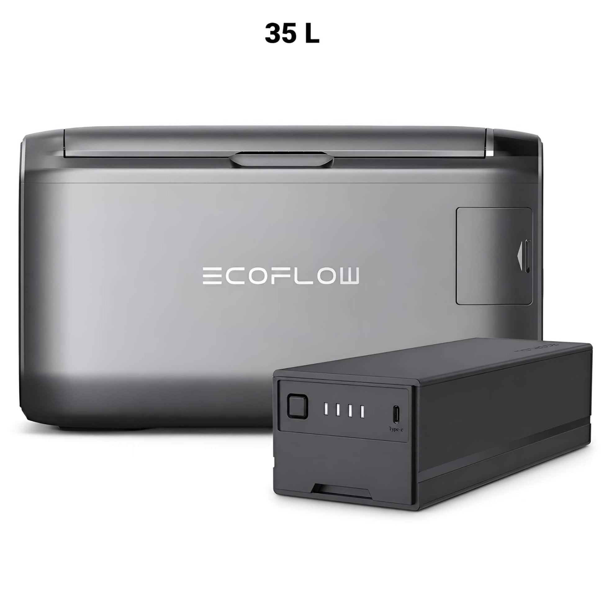 EcoFlow GLACIER Classic 35 L draagbare koelbox met 298 Wh plug-in accu op witte achtergrond