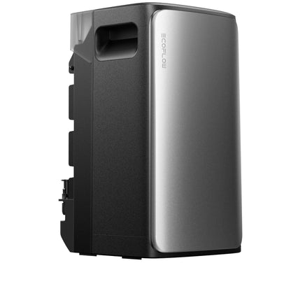 Schuin-vooraanzicht van de EcoFlow STREAM Ultra hybride thuisbatterij op witte achtergrond