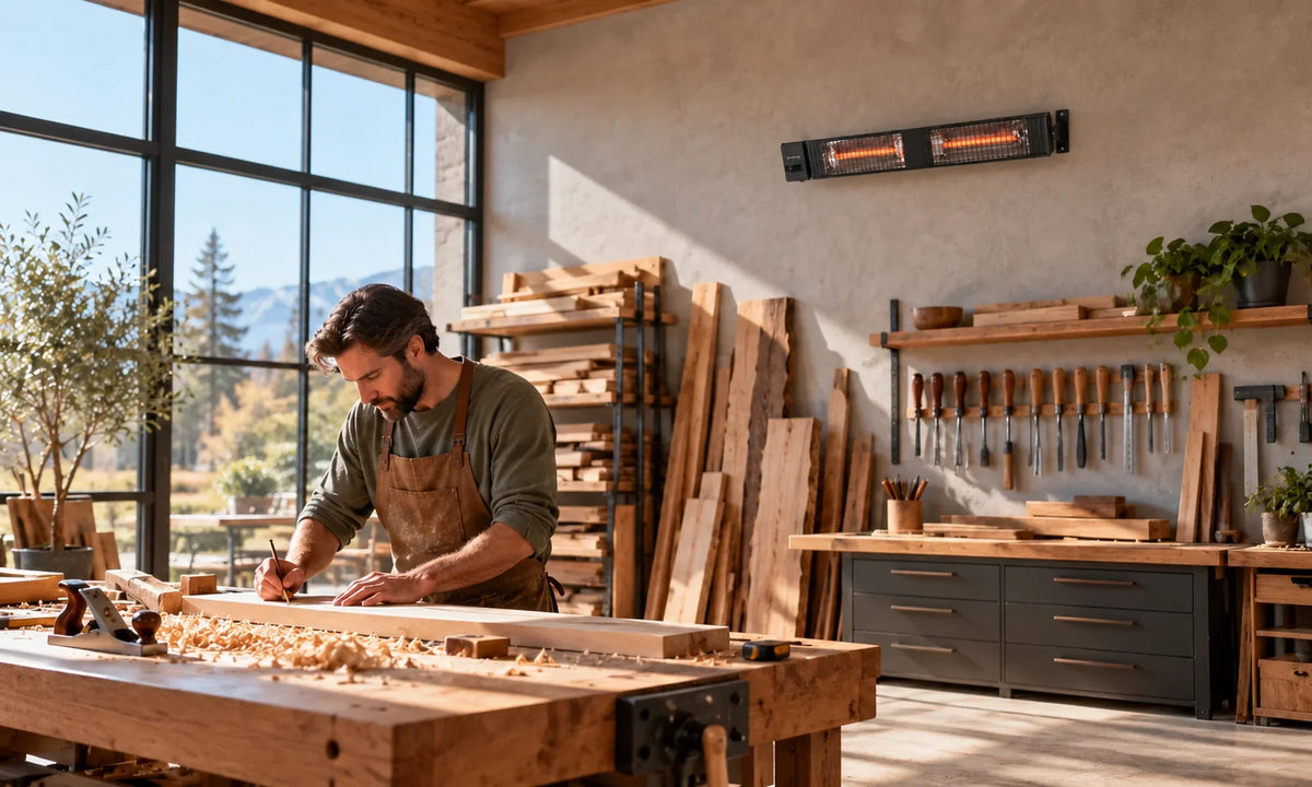 Zwarte MANHATTAN 3000 W aan de wand in een werkplaats