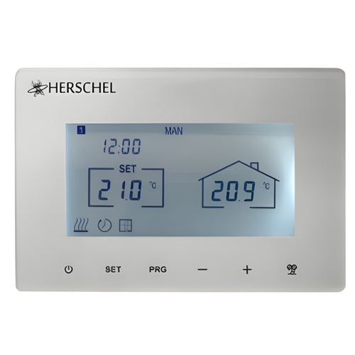 Witte Herschel T-BT draadloze thermostaat op batterijen met display voor Herschel XLS infraroodpanelen 